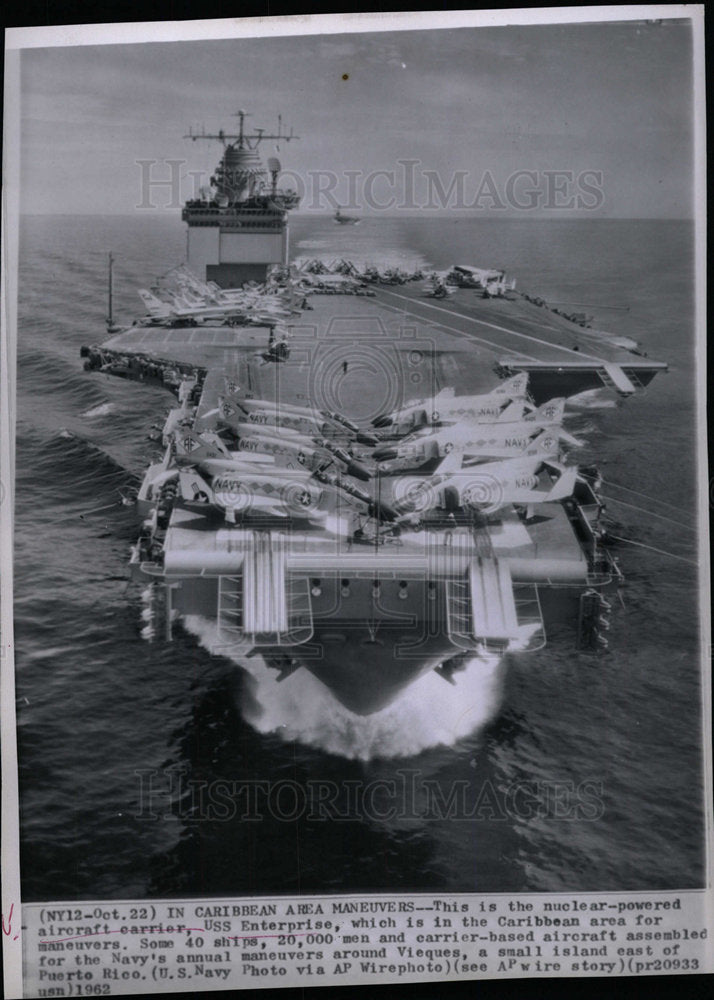 1962 Press Photo aircraft carrier USS Enterprise - Historic Images