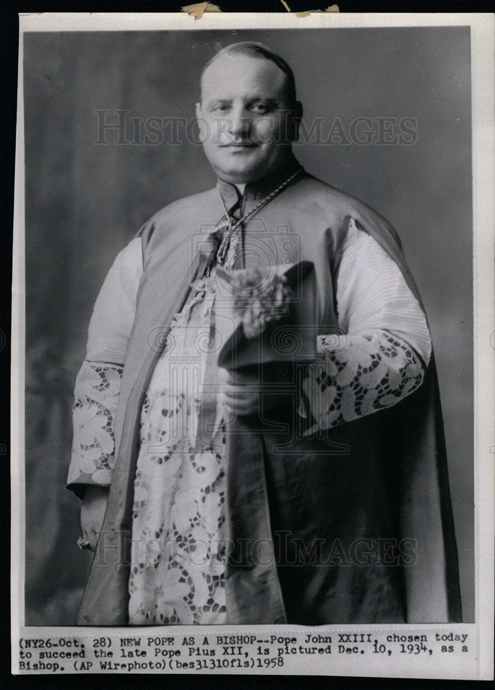 1958 Press Photo Circa 1934 Pope John XXIII Bishop - Historic Images