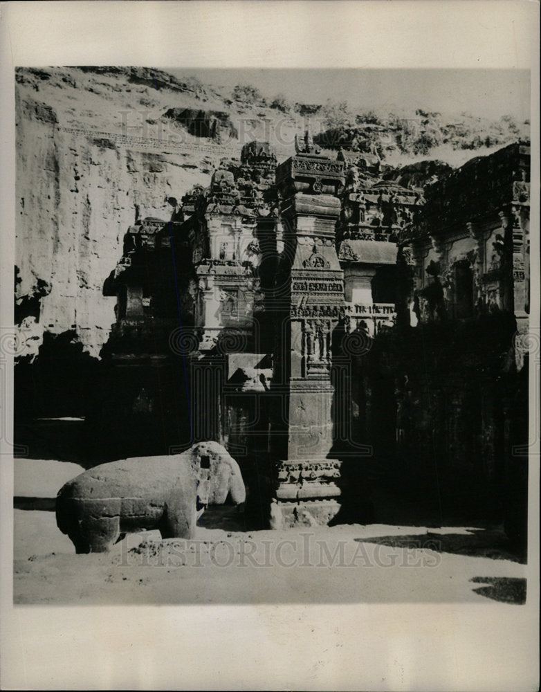 1947 Press Photo Kailasa Temple In Ellora, India - Historic Images