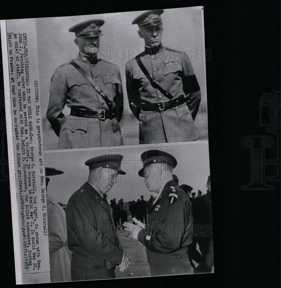 1959 Press Photo General Marshall and General Pershing - Historic Images