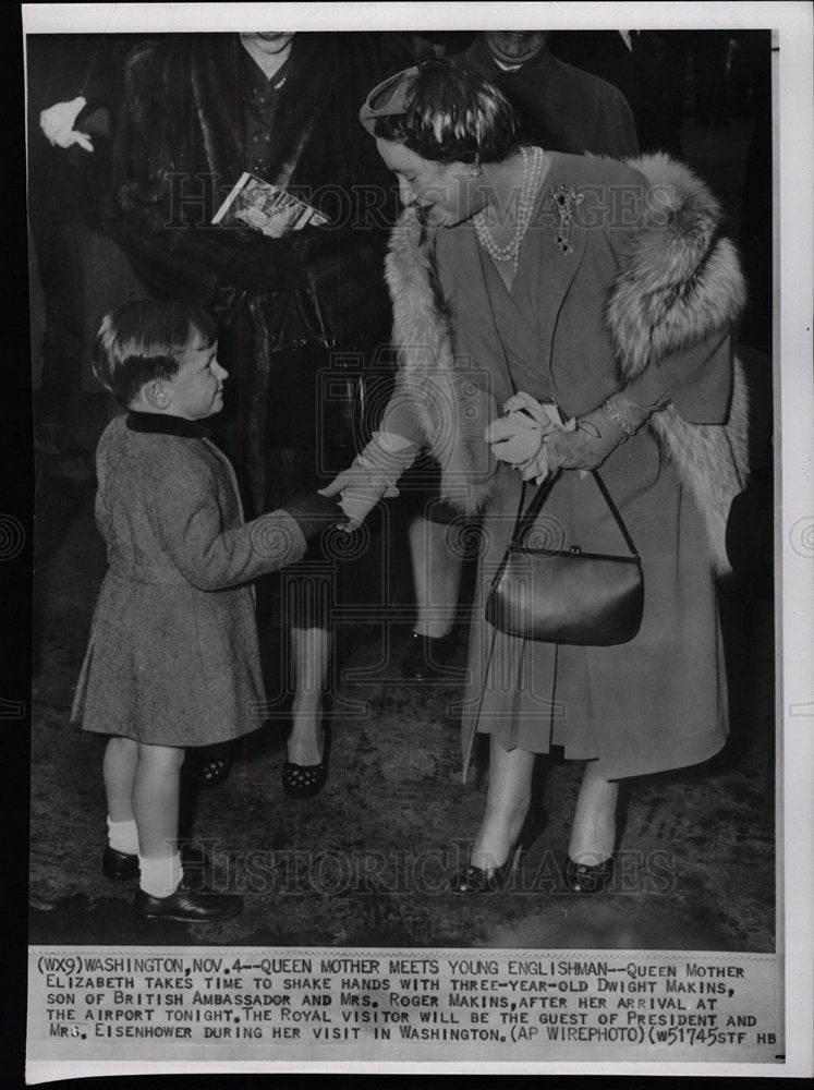 1954 Press Photo Queen Mother Elizabeth Dwight Makins - Historic Images