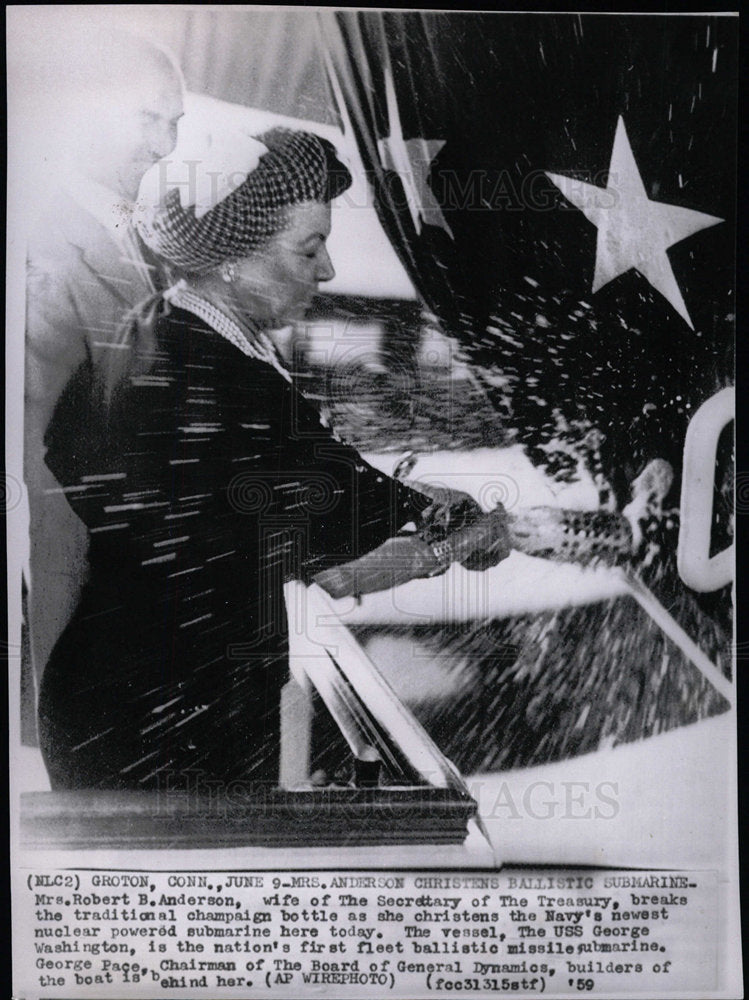 1959 Press Photo Mrs. Robert Anderson George Washington - Historic Images