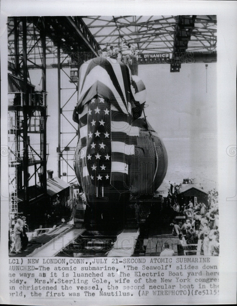 1956 Press Photo Atomic Submarine Seawolf/US Military - Historic Images