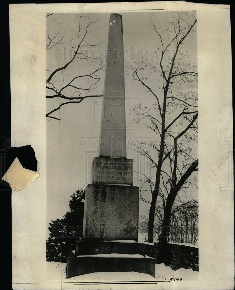 Press Photo President James Madison Gravestone Memorial - Historic Images