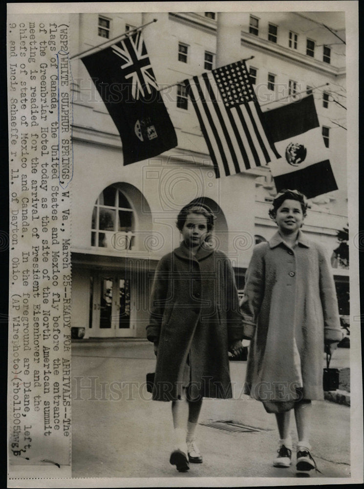 1956 Press Photo Canada, United States and Mexico Flags - Historic Images