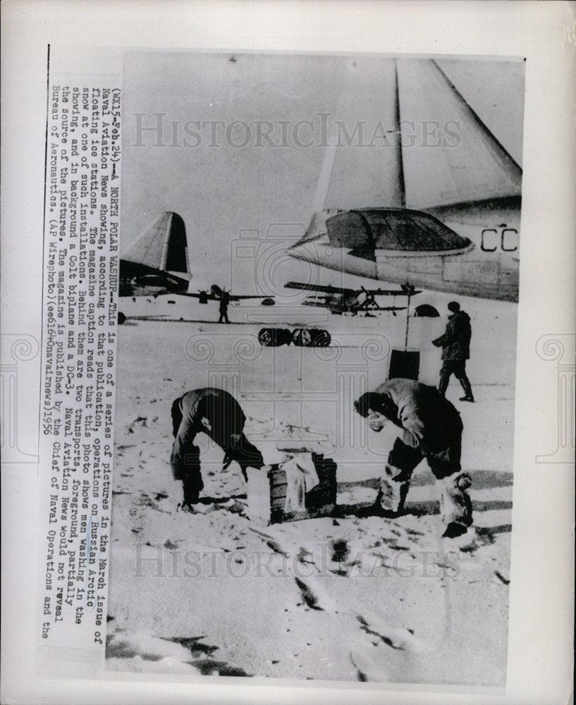 1956 Press Photo Russian Arctic Floating Ice Station - Historic Images