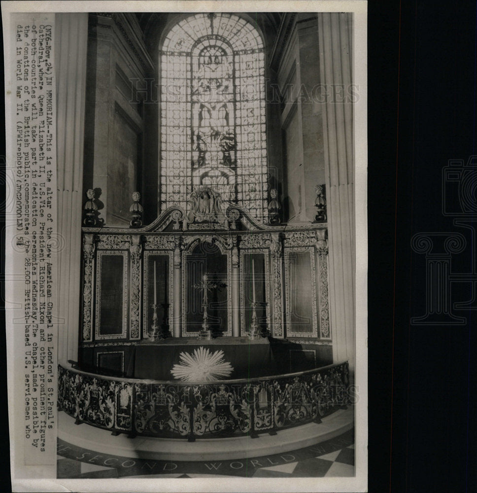 1954 Press Photo Altar New American Chapel London - Historic Images