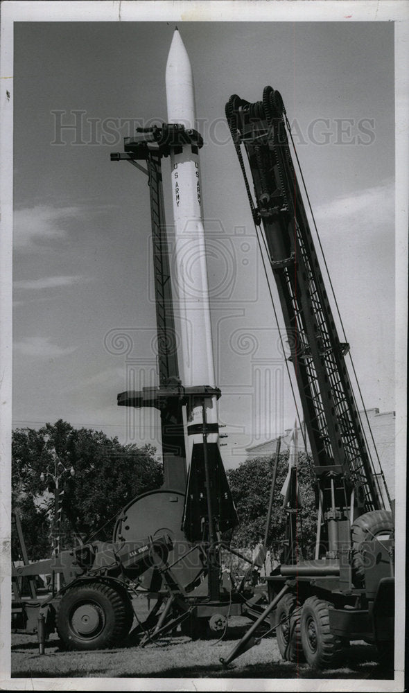 1955 Press Photo A Corporal Rocket is on Display - Historic Images