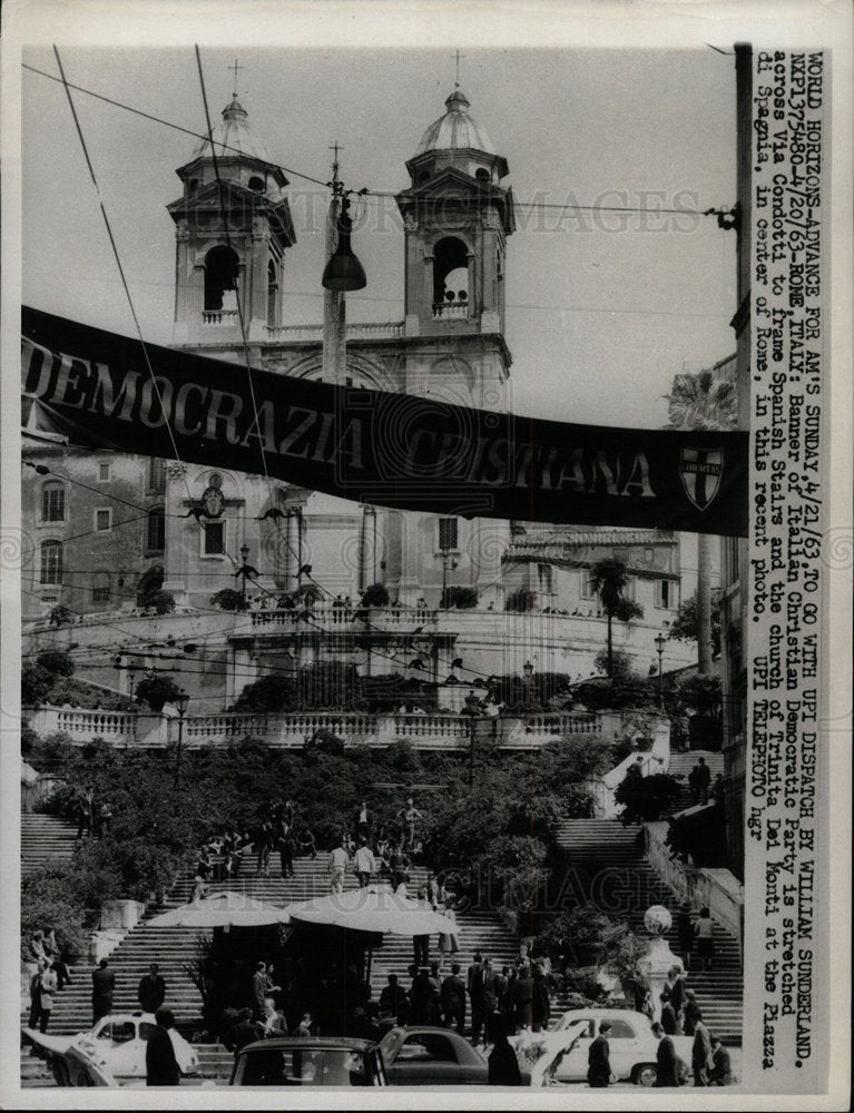 1963 Press Photo Banner of Italian Democratic Party - Historic Images