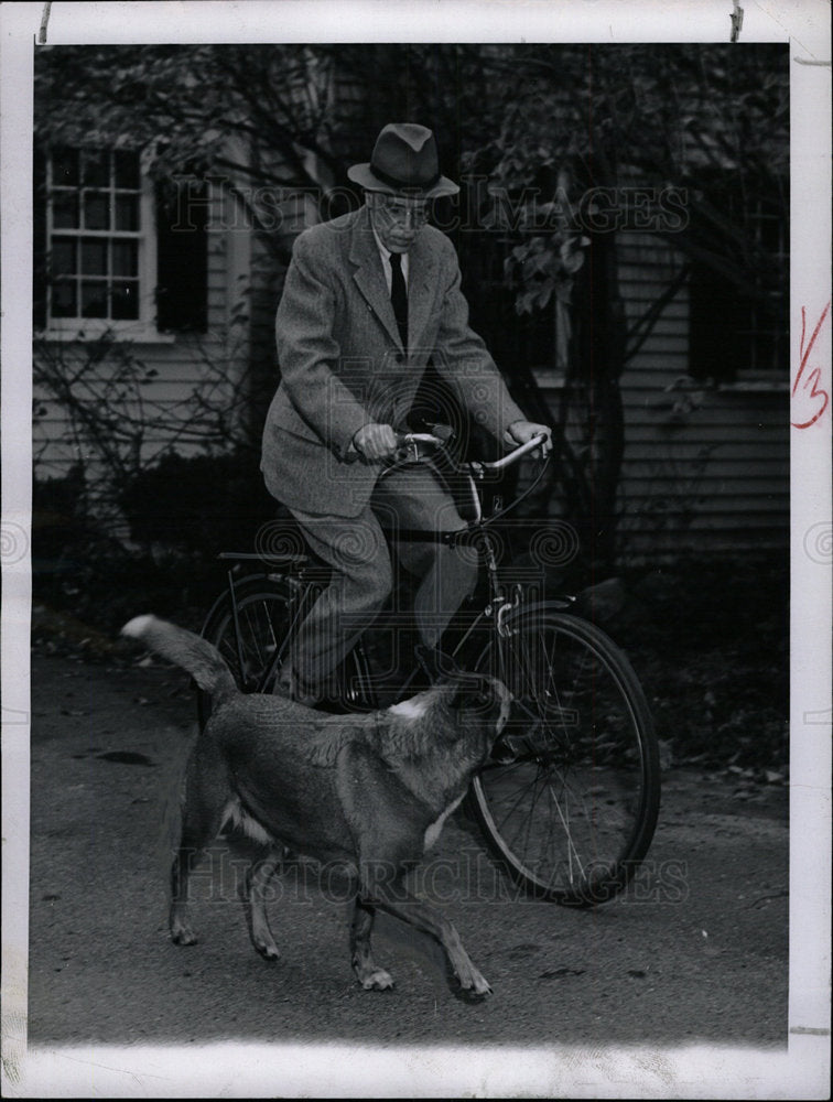 1955 Press Photo Dr. White Rides English Type Bicycle - Historic Images