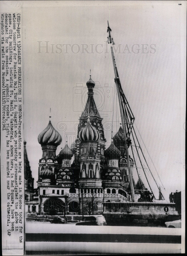 1961 Press Photo Moscow Russian Maj. Yuri A. Gagarin - Historic Images