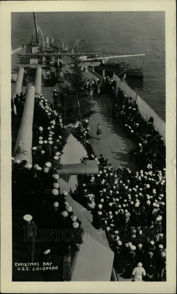 Press Photo Soldiers Celebrate Christmas USS Colorado - Historic Images