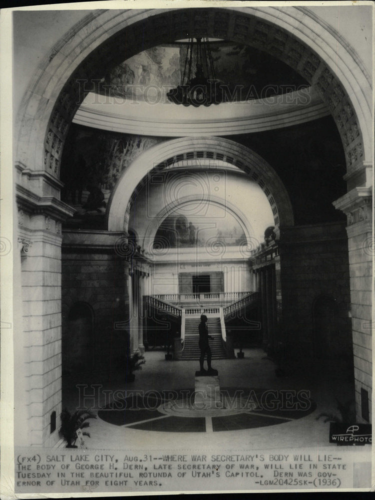 1936 Press Photo Rotunda Utah Capitol George Dern - Historic Images