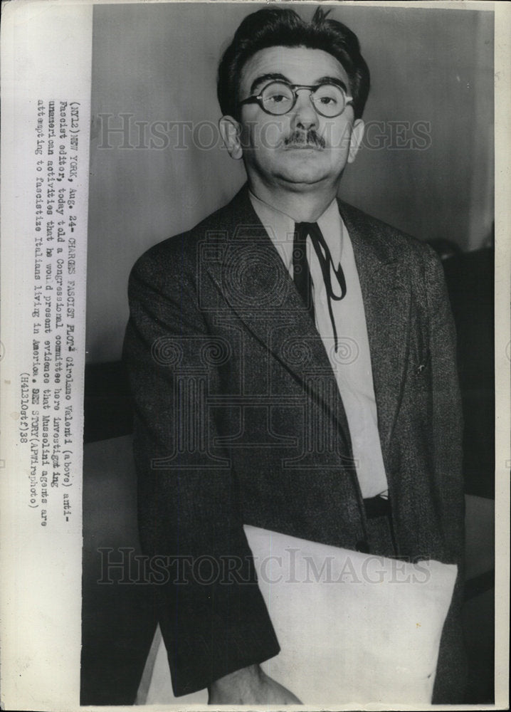 1938 Press Photo Girolamo Valenti Anti-Facist Editor - Historic Images