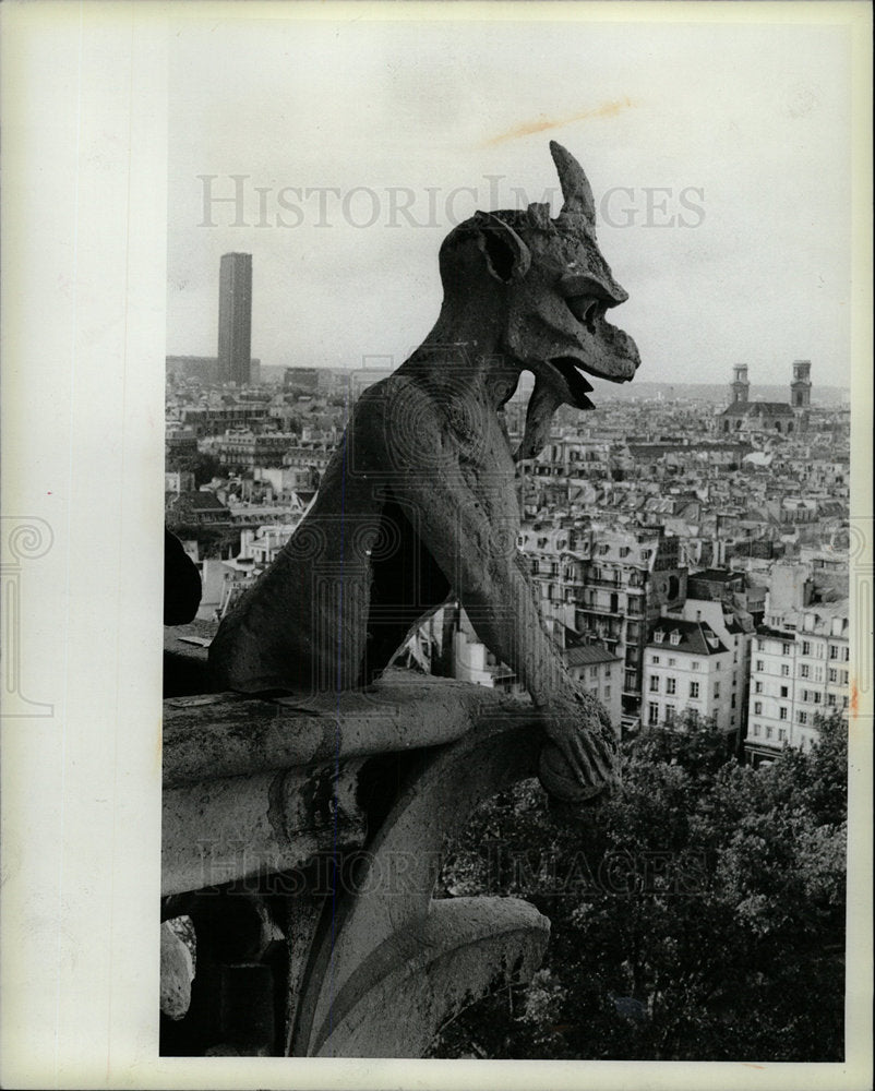 1984 Press Photo Gargoyle Notre Dame Cathedral Paris - Historic Images