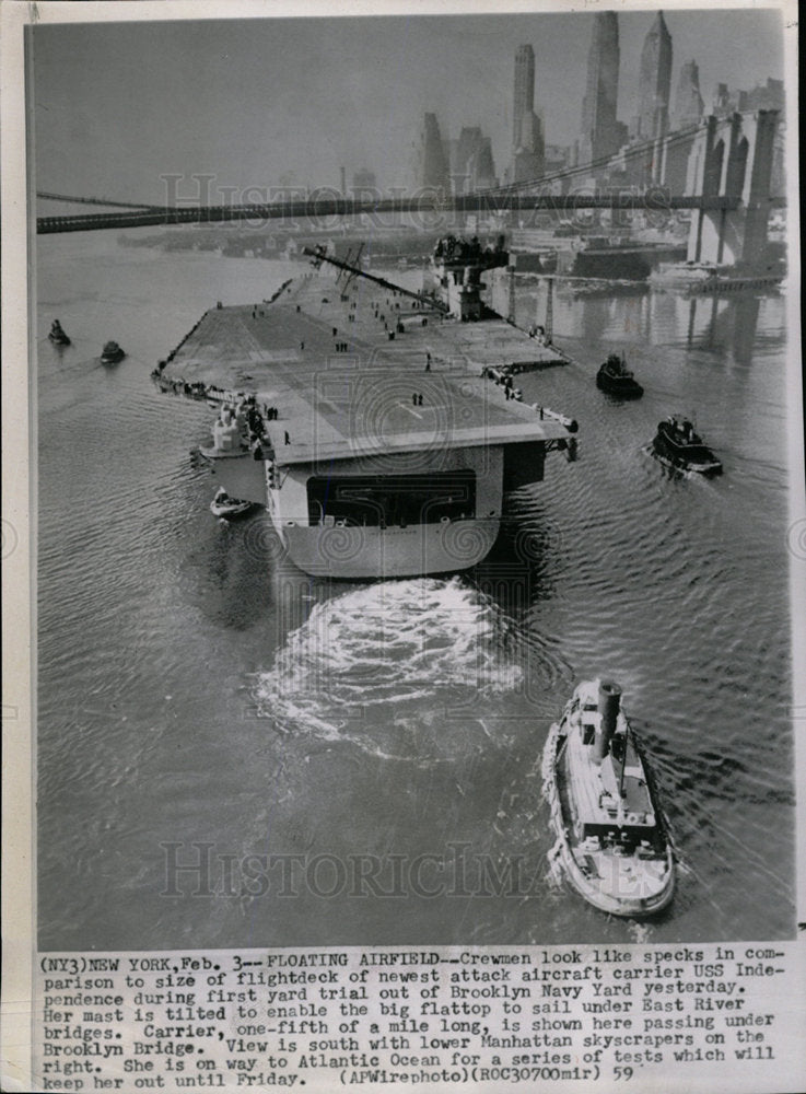 1959 Press Photo USS Independence Brooklyn Navy Yard - Historic Images