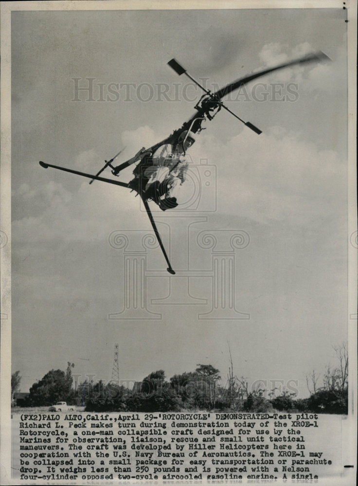 1957 Richard Peck XROE1 Rotorcycle Marines - Historic Images