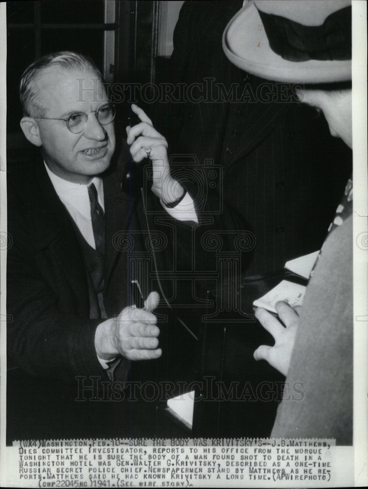 1941 Press Photo J.B. Matthews Dies Committee Morgue - Historic Images