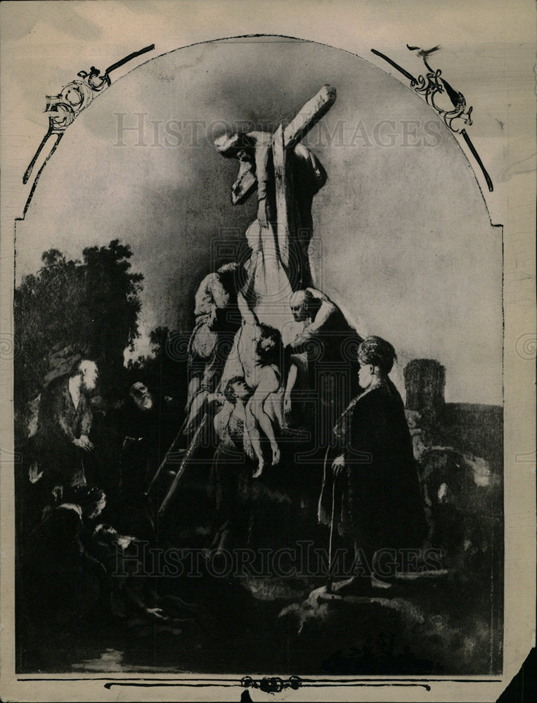 1922 Press Photo Religious Paint Descent From the Cross - Historic Images