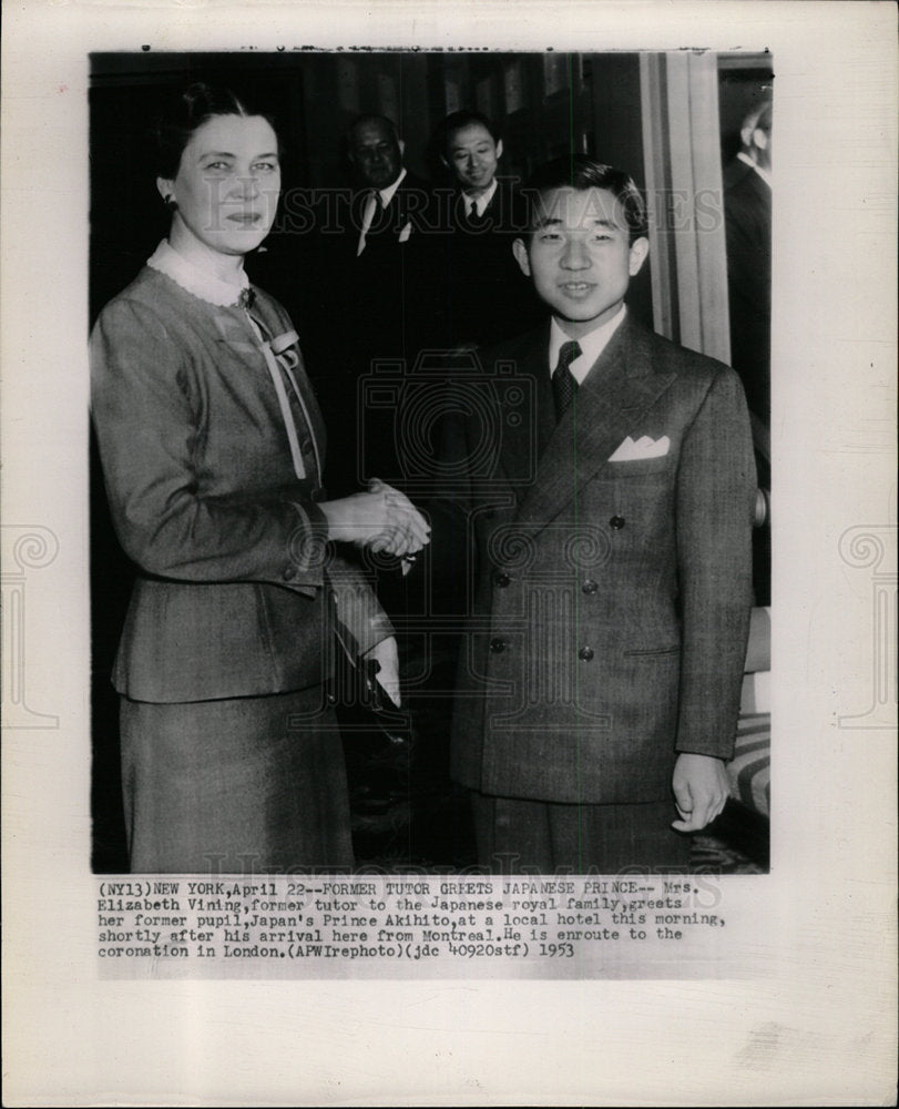 1953 Press Photo Mrs Elizabeth Vining Japan Royal Pupil - Historic Images