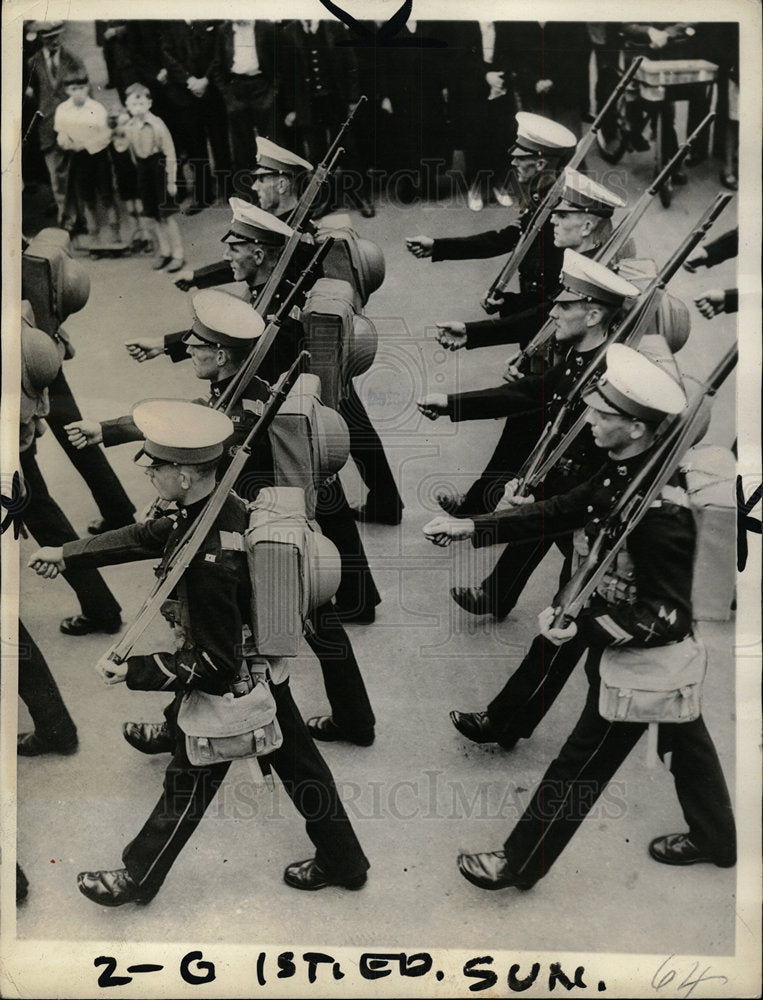 1935 Press Photo Royal Marines Battalion London England - Historic Images