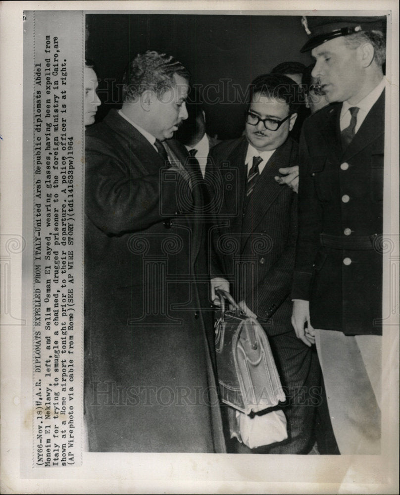 1964 Press Photo Espionage Italy U.A.R. Diplomats - Historic Images