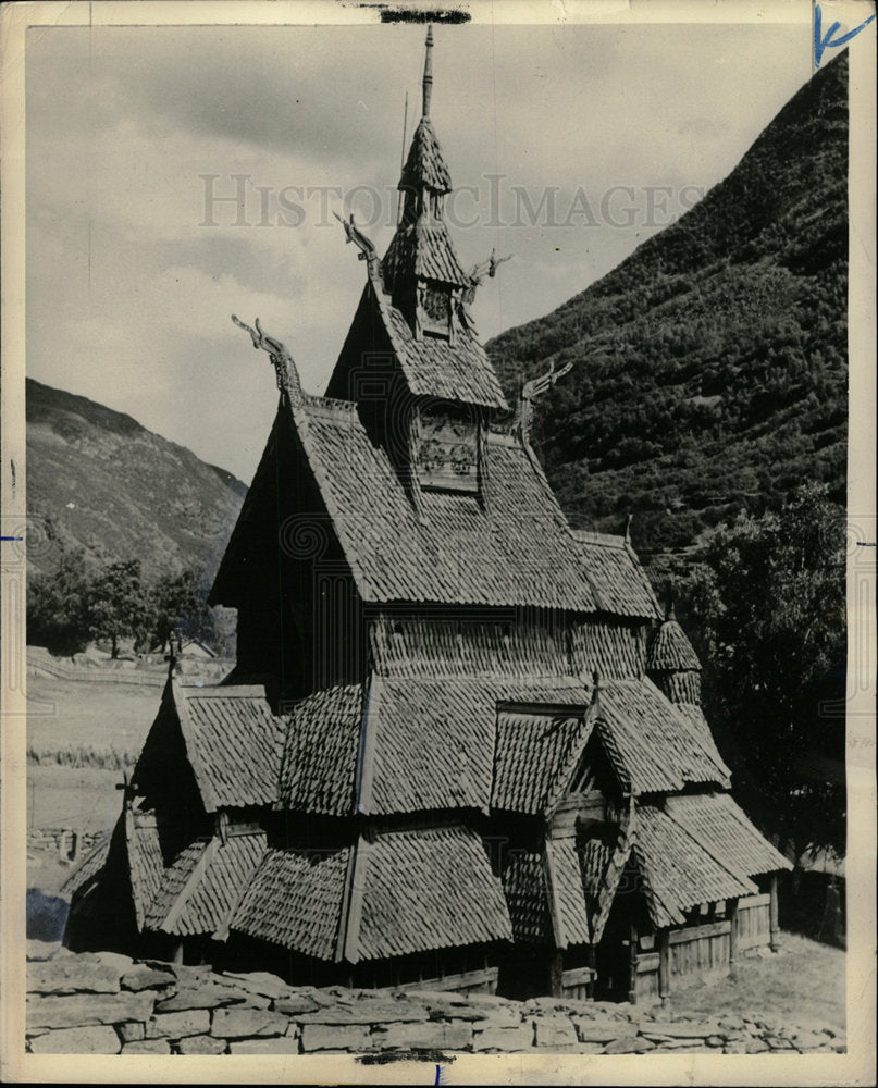 1975 Press Photo Borgund Stave Church Norway - Historic Images