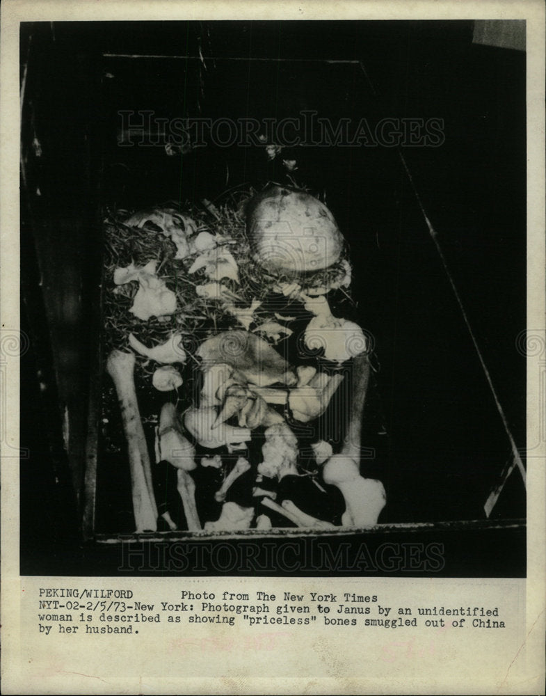 1973 Press Photo Priceless Bones Smuggles Out of China - Historic Images