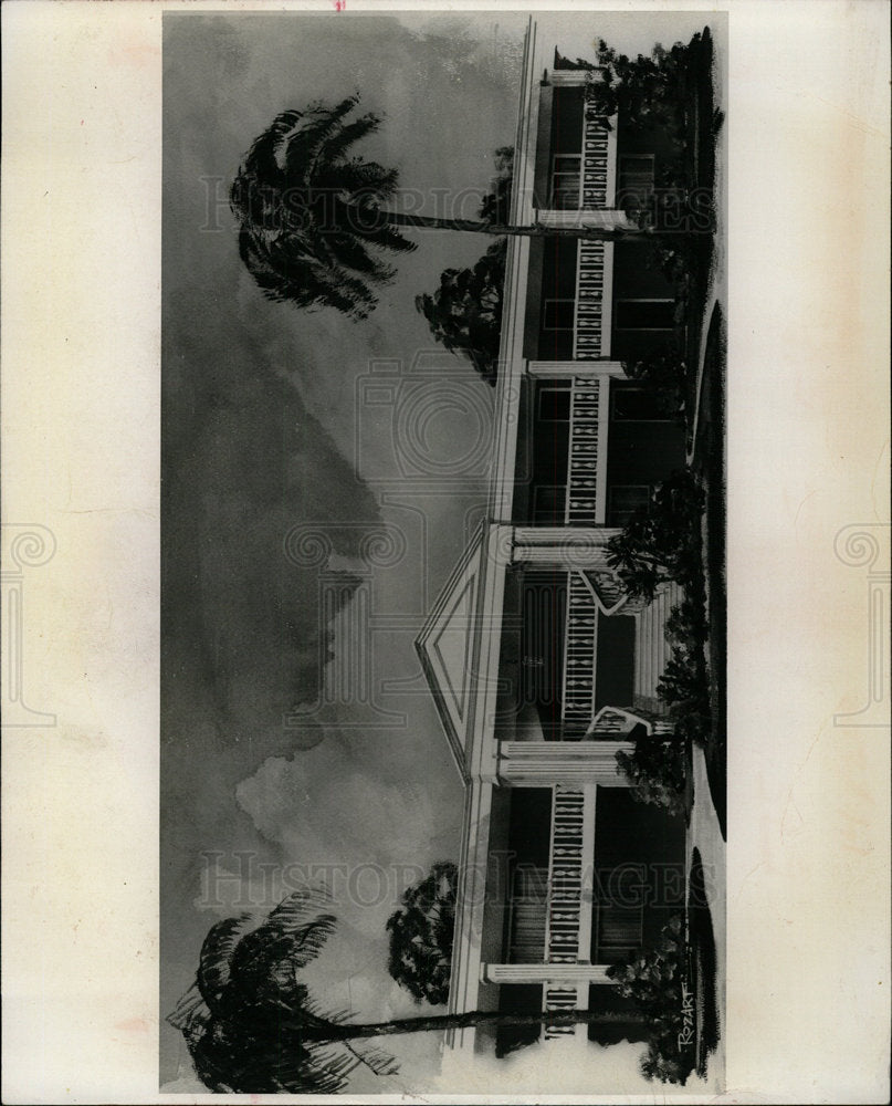 1968 Press Photo Drawing Of Planned Rental Complex - Historic Images