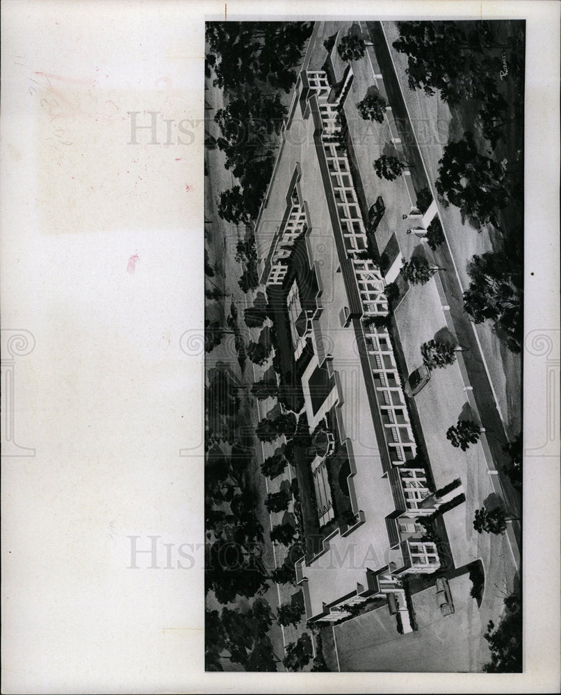 1968 Press Photo Aerial View Drawing Of Planned Complex - Historic Images