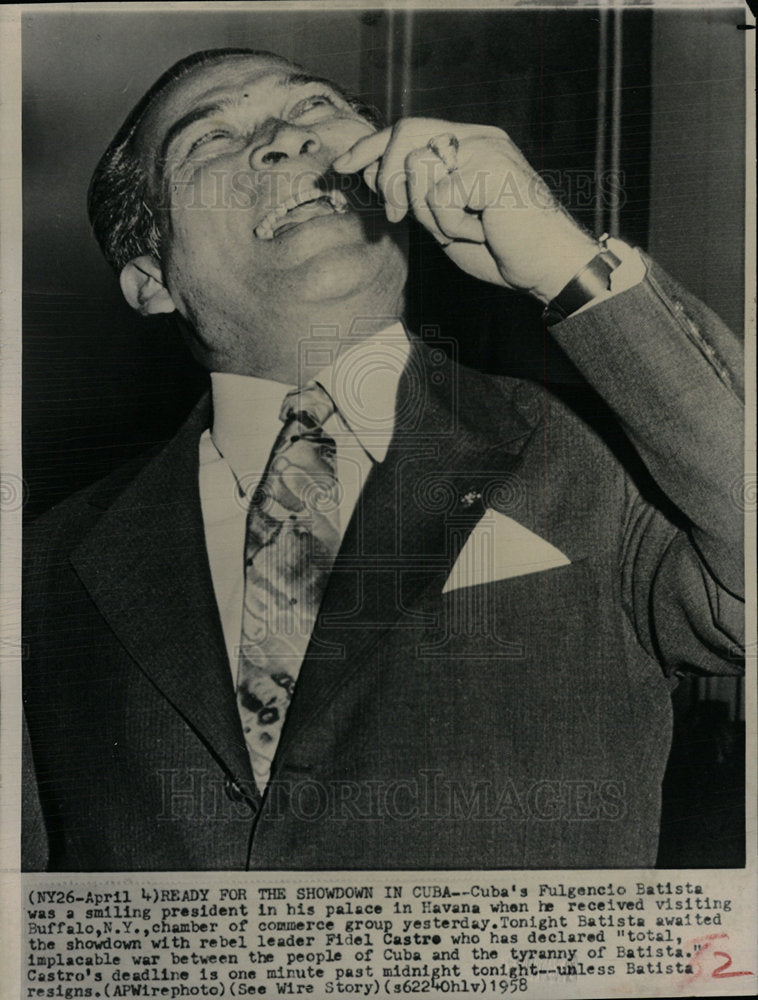 1958 Press Photo Fulgencio Batista Cuban President - Historic Images