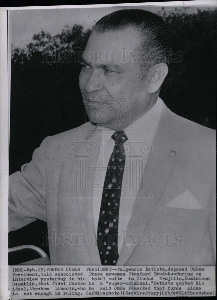 1959 Photo Former Cuban President Fulgencio Batista - Historic Images
