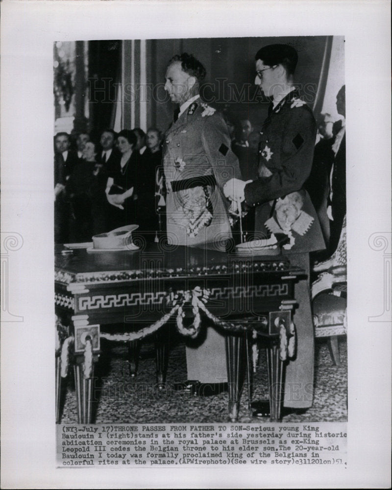 1951 Press Photo King Prince Baudouin I French - Historic Images