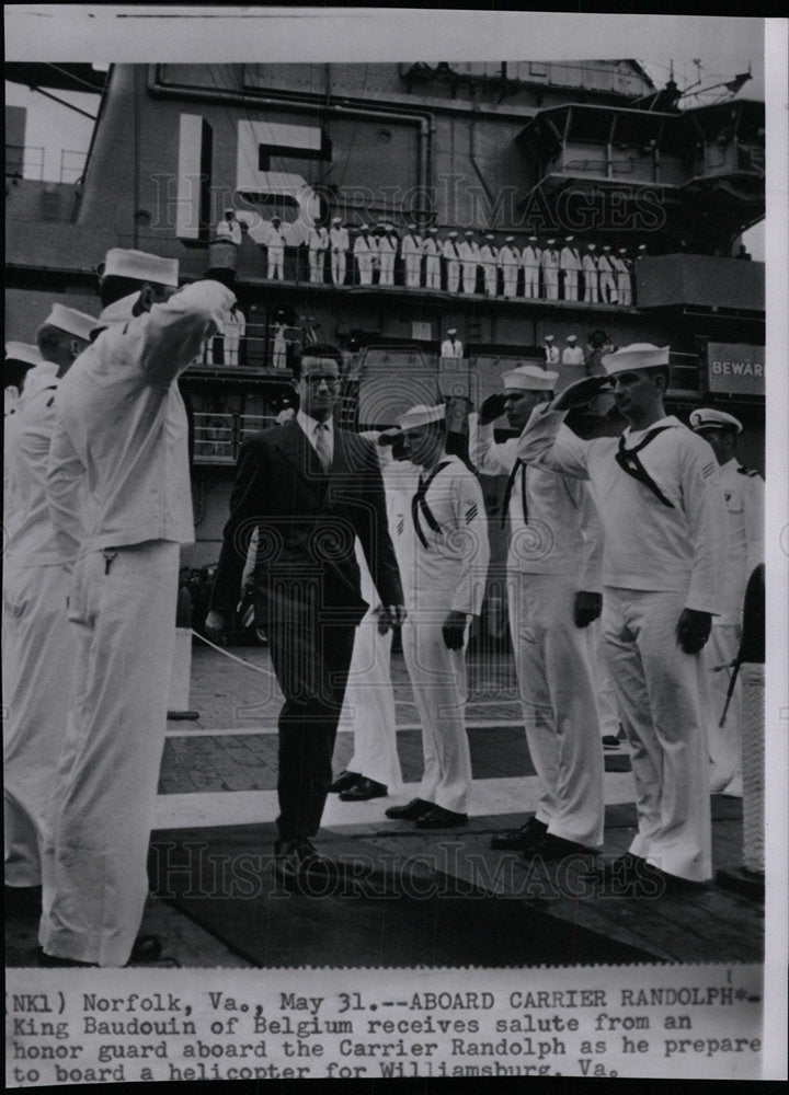 1959 Press Photo Belgium King Baudouin Carrier Randolph - Historic Images