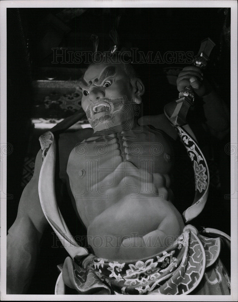 Press Photo Samurai Statue Japan Temple - Historic Images