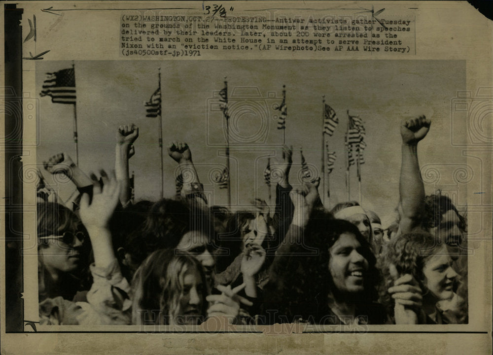 1971 Press Photo Vietnam Activists Washington Monument - Historic Images