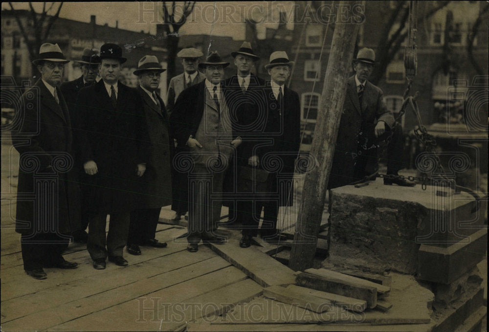 1934 Press Photo Mayor Begole Courthouse Cornerstone - Historic Images