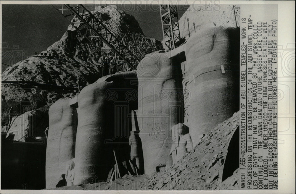 1966 Press Photo Abu Simbel Temple Reconstruction Egypt - Historic Images
