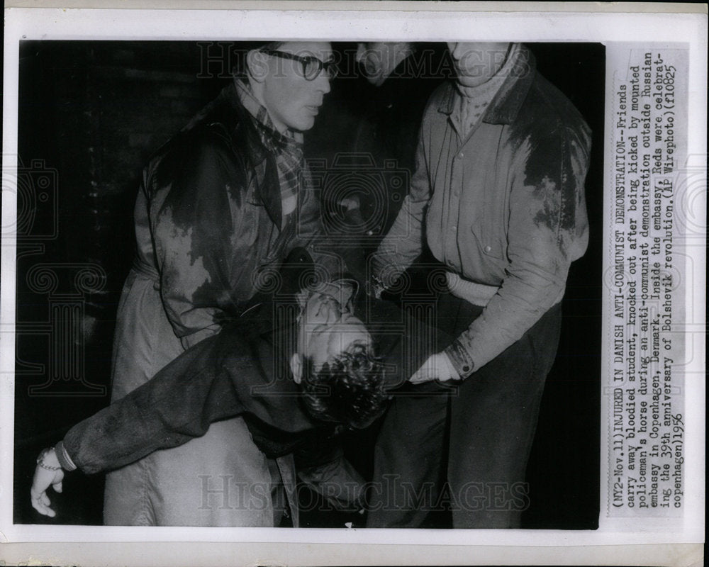 1956 Press Photo Bloody Student Protest Russian Embassy - Historic Images