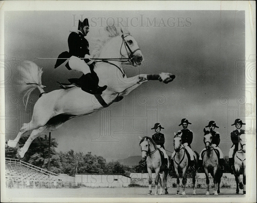 1969 Press Photo Royal Lipizzan Stallion Leaping Rider - Historic Images