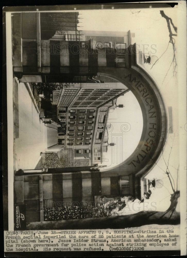 1936 Press Photo Strikes Paris France American Hospital - Historic Images