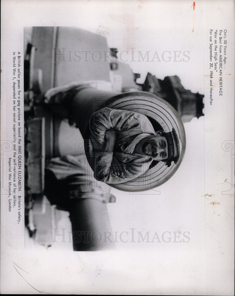 1964 Press Photo Great Britain Navy Man Gag Photo - Historic Images