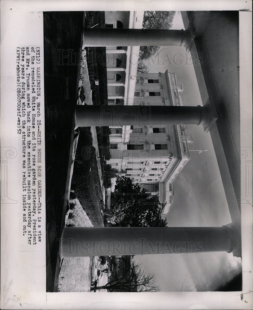 1952 Press Photo White House rose garden Model Truman - Historic Images