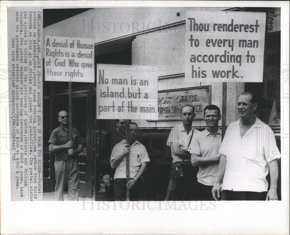 1965 Press Photo Canada Postal Workers Strike - Historic Images