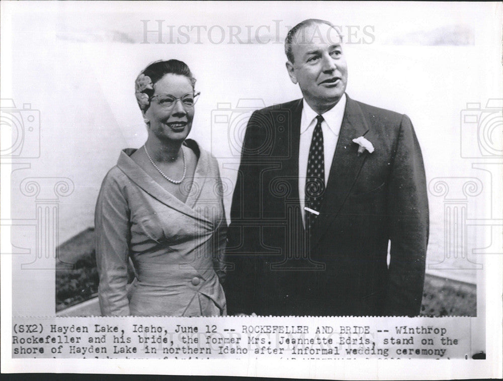 1956 Press Photo Winthrop Rockefeller Wedding Idaho - Historic Images