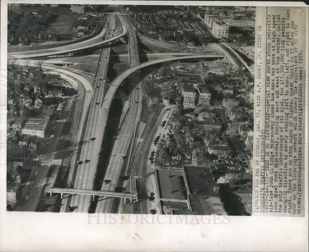 1955 Press Photo John C. Lodge Expressway Detroit - Historic Images