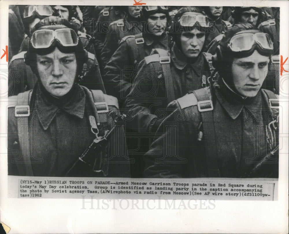 1962 Press Photo Moscow Garrison Troops parade May Day - Historic Images