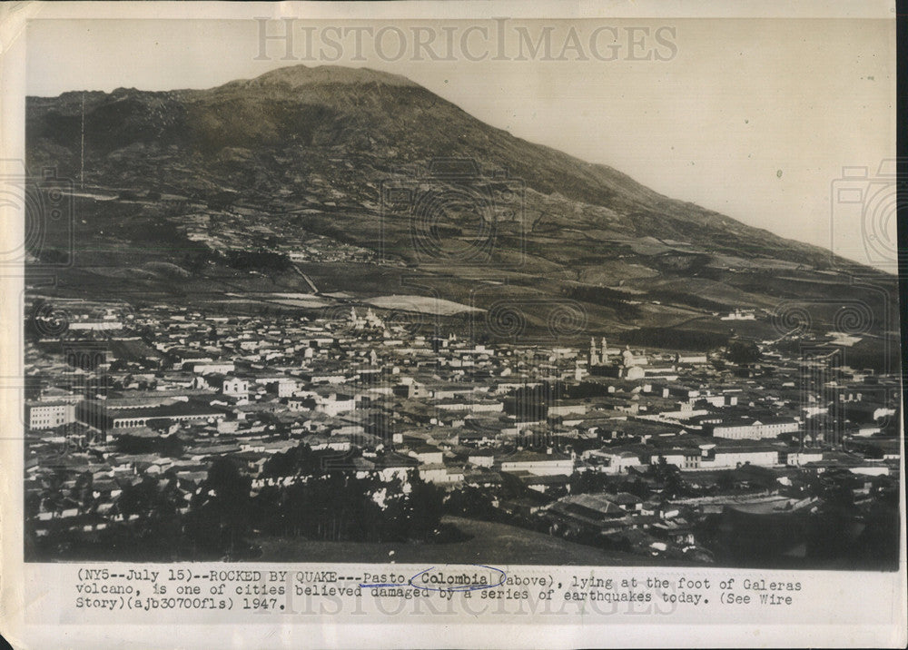 1947 Press Photo Pasto Galeras Volcano Earthquake - Historic Images