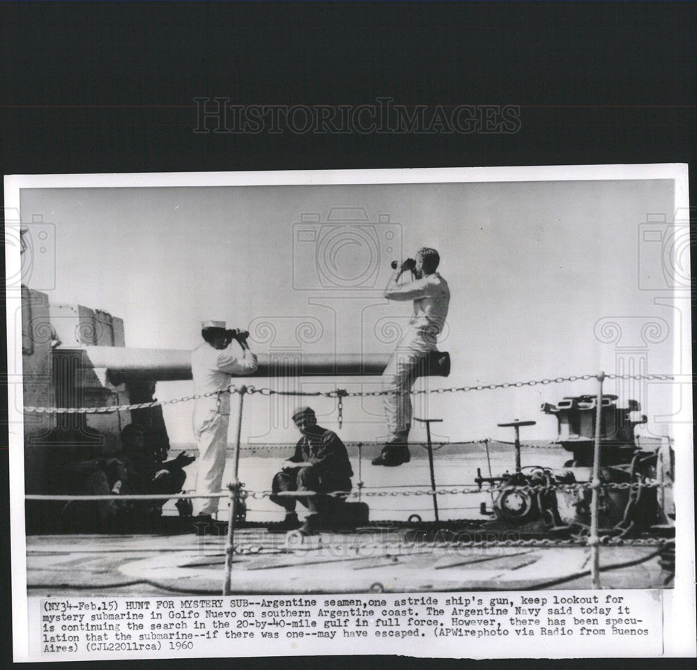 1960 Press Photo Argentine Navy Seamen Search Operation - Historic Images