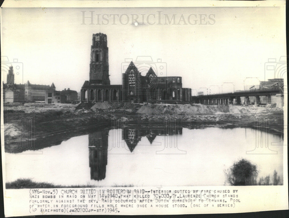 1945 Press Photo St.Laurenze Church Fire Caused - Historic Images